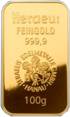 Gold: 100 gramm (100g) Goldbarren Heraeus