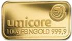 Gold: 100 gramm (100g) Goldbarren Umicore