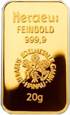 Gold: 20 gramm (20g) Goldbarren Heraeus